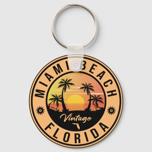 Miami Beach Florida Fl Vintag Souvenir Schlüsselanhänger (Vorderseite)