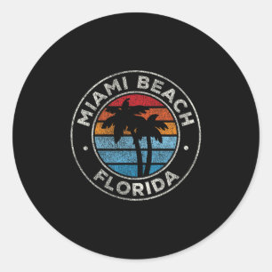 Miami Beach Florida Fl Vintage-Grafik Retro 70er Runder Aufkleber