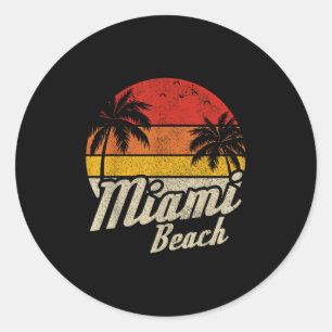 Miami Beach Florida Fl Vintage Sonnenuntergang Ret Runder Aufkleber
