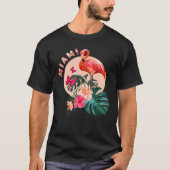 Miami Beach Florida Flamingo Sunset Blume Miami T-Shirt (Vorderseite)