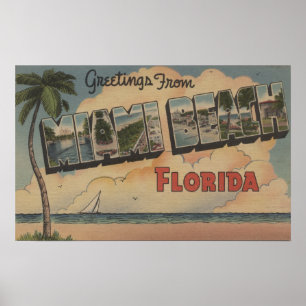 Miami Beach, Florida - Große Briefmarkenszenen Poster