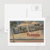 Miami Beach, Florida - Große Briefmarkenszenen Postkarte (Vorne/Hinten)