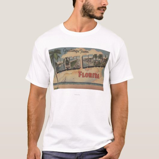 Miami Beach, Florida - große Buchstabe-Szenen T-Shirt (Vorderseite)