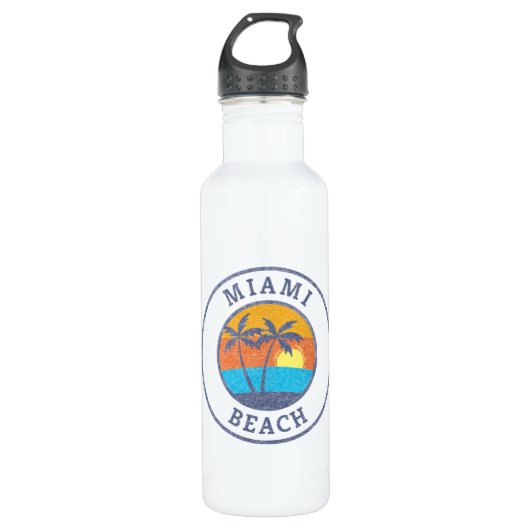 Miami Beach, Florida im klassischen Stil Edelstahlflasche (Vorderseite)