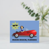 MIAMI BEACH, FLORIDA MÄDCHEN IM AUTO ART Postkarte (Stehend Vorderseite)