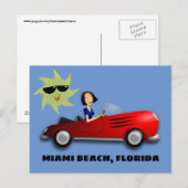 MIAMI BEACH, FLORIDA MÄDCHEN IM AUTO ART Postkarte (Vorne/Hinten)