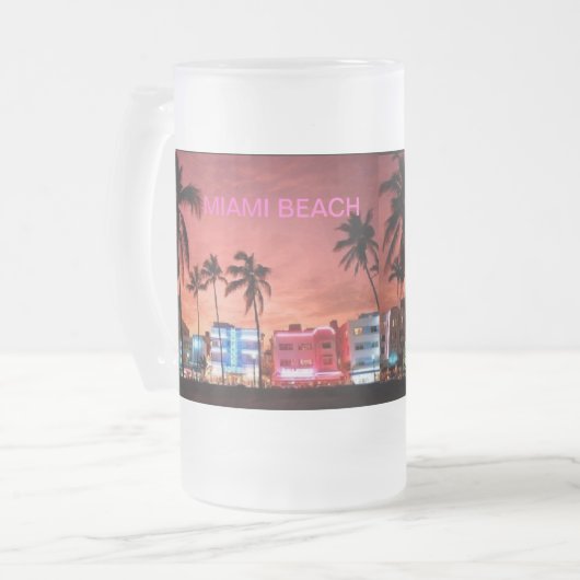 Miami Beach, Florida Mattglas Bierglas (Vorderseite Links)