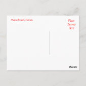 Miami Beach Florida Night Skyline Post Card Postkarte (Rückseite)