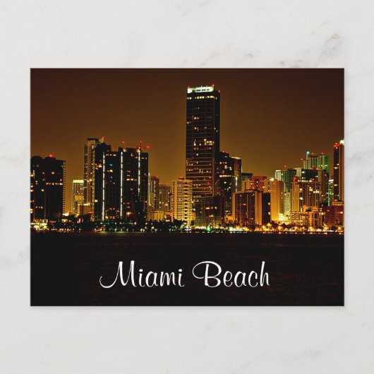 Miami Beach Florida Night Skyline Post Card Postkarte (Vorderseite)