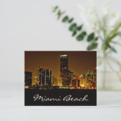 Miami Beach Florida Night Skyline Post Card Postkarte (Stehend Vorderseite)