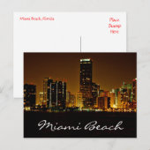 Miami Beach Florida Night Skyline Post Card Postkarte (Vorne/Hinten)