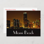 Miami Beach Florida Night Skyline Post Card Postkarte (Vorne/Hinten)