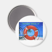 MIAMI BEACH FLORIDA ORANGE LIFE RING MAGNET (Vorderseite/Rückseite)