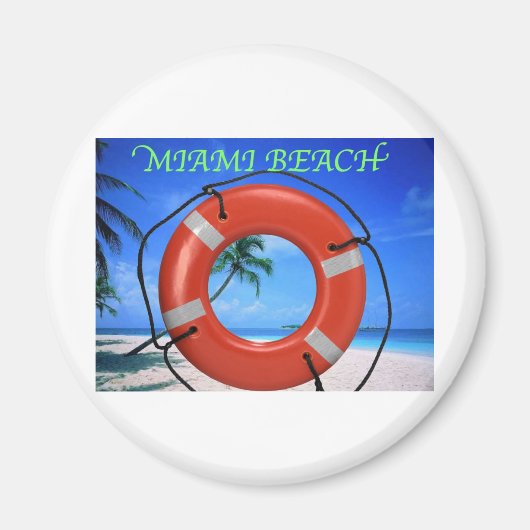 MIAMI BEACH FLORIDA ORANGE LIFE RING MAGNET (Vorne)