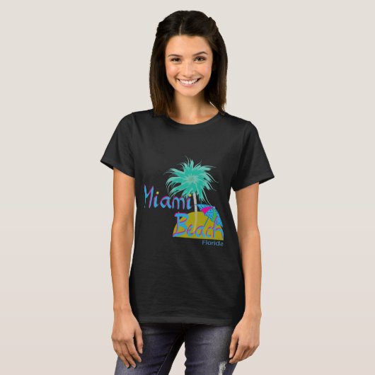 Miami Beach Florida Palm Fun Sun T-Shirt (Vorne ganz)