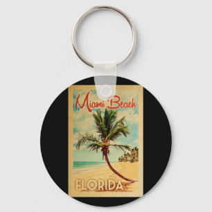 Miami Beach Florida Palm Tree Beach Vintage Schlüsselanhänger