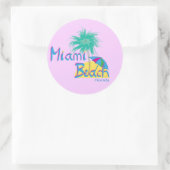 Miami Beach, Florida Palm und Sun Runder Aufkleber (Tasche)