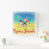 Miami Beach, Florida Palm Wall Clock Quadratische Wanduhr (Zuhause)