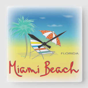 Miami Beach, Florida Palm Wall Clock Quadratische Wanduhr