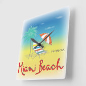 Miami Beach, Florida Palm Wall Clock Quadratische Wanduhr (Winkel)