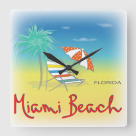 Miami Beach, Florida Palm Wall Clock Quadratische Wanduhr