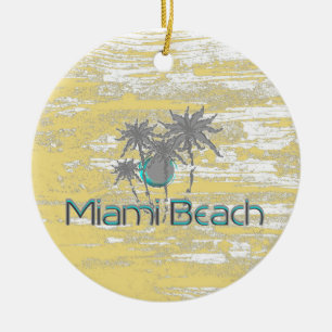 Miami Beach, Florida, Palmen, Grunge Cool Keramik Ornament
