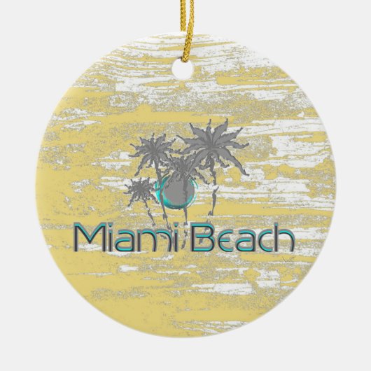 Miami Beach, Florida, Palmen, Grunge Cool Keramik Ornament (Vorne)