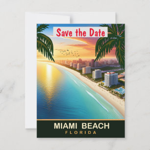 Miami Beach, Florida, Reise-Postkarte,  Save The Date