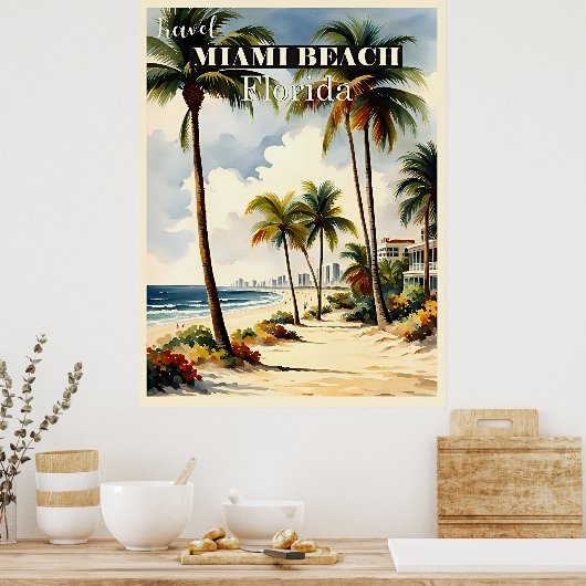 Miami Beach, Florida Reiseplakat Poster (Küche)
