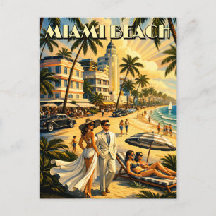 Miami Beach, Florida Retro Art Deco Farb-Tourismus Postkarte