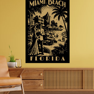 Miami Beach, Florida Retro Art Deco Reise Tourismu Poster
