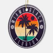 Miami Beach Florida Retro Palm Tree Travel 80er Keramik Ornament (Links)