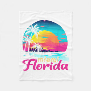 Miami Beach Florida Retro Sonnenuntergang Sommerur Fleecedecke