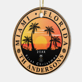 Miami Beach Florida Retro Sunset Palm Tree 80er Keramik Ornament (Links)