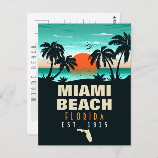 Miami Beach Florida Retro Sunset Souvenir 70er Postkarte (Vorne/Hinten)