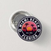Miami Beach Florida Retro Sunset Souvenirs 60er Button (Vorne & Hinten)