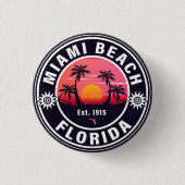 Miami Beach Florida Retro Sunset Souvenirs 60er Button (Vorderseite)