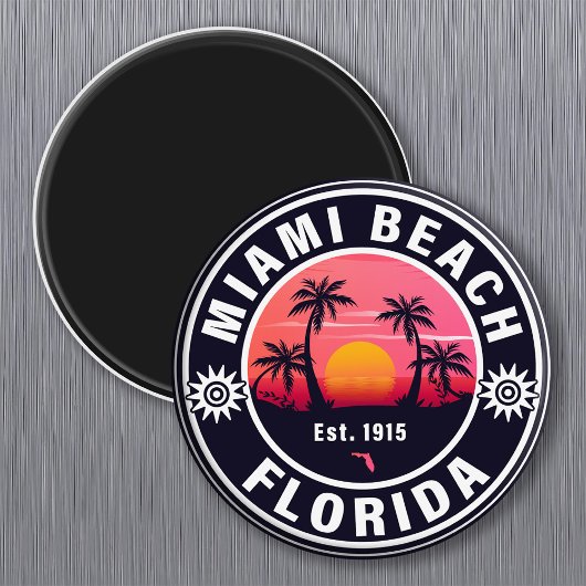Miami Beach Florida Retro Sunset Souvenirs 60er Magnet