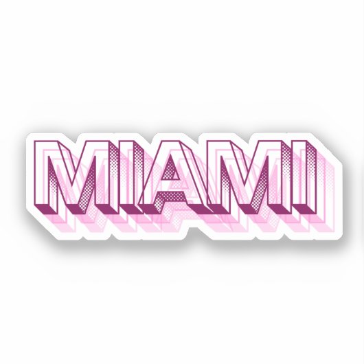Miami Beach, Florida | Rosa Blase Letter Aufkleber (Vorderseite)