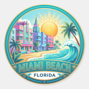 Miami Beach Florida Runder Aufkleber