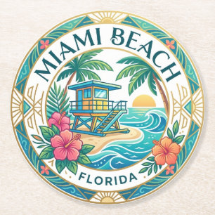 Miami Beach Florida Runder Pappuntersetzer
