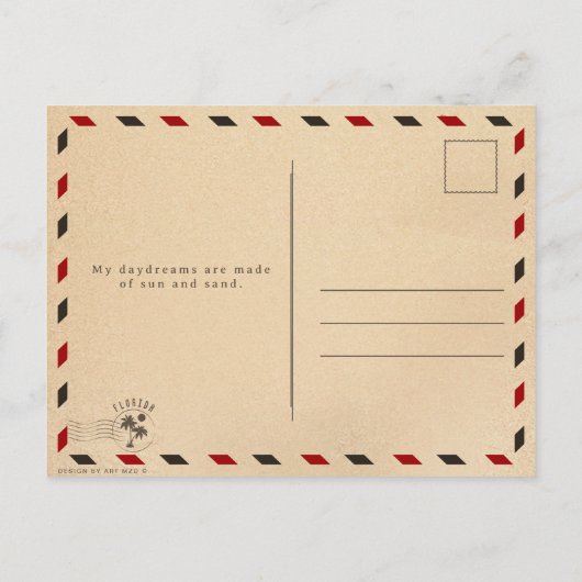 Miami Beach Florida Sand Tropical Palm Blätter Postkarte (Rückseite)