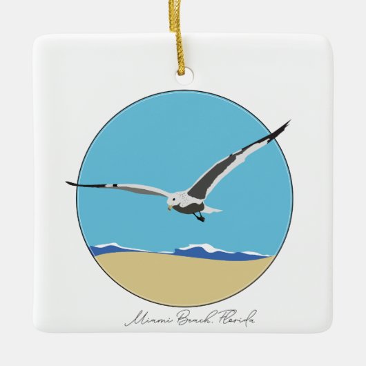 Miami Beach, Florida Sea Gull am Strand Keramikornament (Vorderseite)