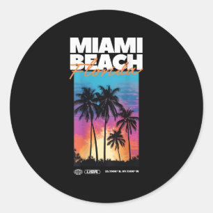 Miami Beach Florida Summer Palm Vacacation Usa Runder Aufkleber