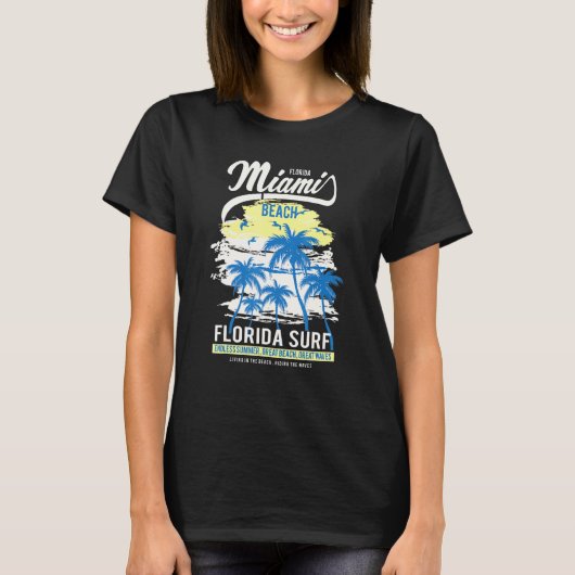 Miami Beach Florida Surf Sommerferien T-Shirt (Vorderseite)