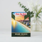 Miami Beach, Florida, Travel Postcard, Save The Date (Stehend Vorderseite)