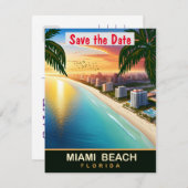 Miami Beach, Florida, Travel Postcard, Save The Date (Vorne/Hinten)