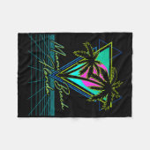 Miami Beach Florida Trip Retro 80er Vaporwave Grid Fleecedecke (Vorderseite (Horizontal))