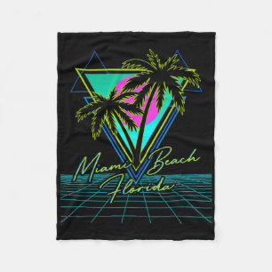 Miami Beach Florida Trip Retro 80er Vaporwave Grid Fleecedecke