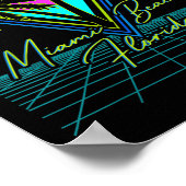 Miami Beach Florida Trip Retro 80er Vaporwave Grid Poster (Ecke)